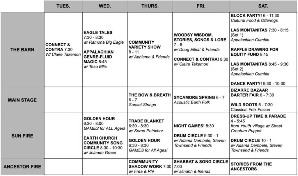 The 2026 Evening Schedule